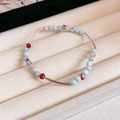 Chinese style bracelet with light blue beads and curved silver metal tubes in a box - 3# Bracelet - Silver Blue Red