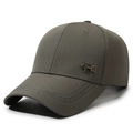 Men's olive green cotton baseball cap with Chinese character bronze metal emblem - Adjustable (56-60cm) / Army Green