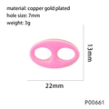 Pink enamel pig nose connector in gold-plated copper, size 22mm x 13mm for DIY jewelry - Bright Pink(P00661)