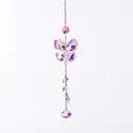 Golden butterfly wind chime with colorful crystal pendants and multifaceted water drops - Butterfly / Gold