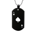 Matzwarte Schoppenaas dogtag hanger met een zilveren ball chain ketting sieraad - Ketting / Zwart