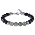 Detail of 8mm tiger eye bead bracelet with silver lobster clasp and adjustable metal chain - Moonstone Bracelet
