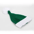 Bonnet de Noël en tricot vert forêt avec pompon blanc et bord côtelé pour l'hiver - Corps vert avec bordure blanche et pompon blanc (M)