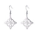 Elegantes pendientes de acero inoxidable plateado con nudo de bruja celta hueco - Color Acero
