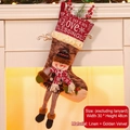 Christmas snowman stocking gift bag with long legs and rustic linen texture, 30x48cm - Snowman Style (065-B)