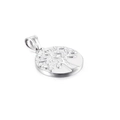 Silver tree of life pendant in stainless steel featuring a round embossed metal design - Classic Hanging Loop Tree of Life(KP93824-Z)