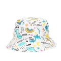 White cotton baby sun hat with colorful cartoon dinosaur and unicorn prints - White Unicorn Rainbow Pattern (6#)