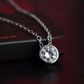 Elegant s925 silver necklace featuring a sparkling round white zircon in a bezel setting - XL252 Round Bezel Setting