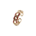 Anello a catena dorata regolabile con smalto rosso e accenti di zircone bianco - Aperto Regolabile / Rosso