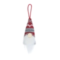Gnomo di Natale da appendere con cappello in maglia rosso grigio e lunga barba bianca - Rosso Grigio Maglia Nordica (CX21014-C)
