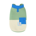 Gilet in pile per cani verde e blu con anello a D integrato e tasca decorativa - L / Verde Bianco Blu