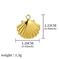 Golden scallop shell pendant charm for DIY jewelry making with dimensions and weight info - Scallop Golden Pendant (A0006801)