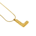 Gold snake chain necklace with a hammered texture letter L pendant for women - Letter L