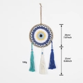 Evil eye dreamcatcher with blue and beige tassels, 20cm diameter bohemian wall hanging decor - 4004 Without Wood Stick