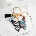 Colorful butterfly keychain with tassels and floral patterns, size 9.0cm by 5.5cm - Butterfly Keychain