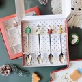 4-piece Christmas coffee spoon set with Santa Claus and snowman 3D resin toppers in gift box - 4pcs Spoon Set / Silver