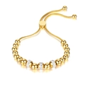 Adjustable golden titanium steel bracelet with round beads and zircon-inlaid spacers - Style 1 / Gold
