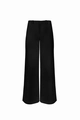 Minimalistische schwarze Hose mit hoher Taille, weitem Bein und elegant fließendem Fall - XS / Schwarz
