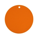 Orange round silicone heat resistant mat with a honeycomb texture and hanging hole - Orange