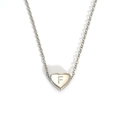 Silver stainless steel heart necklace featuring a letter F engraved pendant for women - Letter F Heart Style (S143S-001-F)