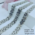 Collana a catena in acciaio inox argento da uomo, larghezza 11mm, lunghezza 55cm, 84g - 11mm*55cm / Color Acciaio