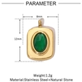 Pendentif carré en acier inoxydable doré avec pierre naturelle verte ovale, 8x12mm - VG849-Carré d'Or Pierre Verte (Lot de 3)