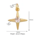 Golden star pendant with clear zircon inlay and 14mm diameter for DIY jewelry making - Gold Four-Pointed Star Center Zircon