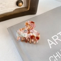 Pink and blue marble texture acetate hair claw clip for elegant women styling - 4cm / Floral Coffee