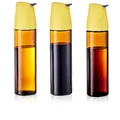 Dreier-Set bernsteinfarbene Ölflaschen aus Glas mit gelbem Automatikverschluss - 3er-Set / Gelb