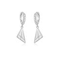S925 Sterling Silber Creolen mit Dreiecksanhänger und weißem Zirkon für Damen - Silberner Dreiecksanhänger (MME1141-1)