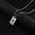 Silver stainless steel Ace of Spades poker card pendant necklace on black grid background - Ace of Spades Pendant + 70cm Ball Chain