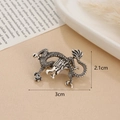 Detail showing vintage silver dragon brooch dimensions of 3cm by 2.1cm with rhinestone - Antique Silver Dragon Style 4