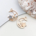 DIY black enamel moon and star gold alloy charm pendant for jewelry making - Moon and Star (11010) / 1个装 (16x19mm) / Black