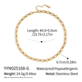 Detailed size specifications for gold stainless steel punk chain necklace with dimensions - Chunky Chain Style (YYN025168-G)