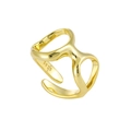 Minimalistische S925 zilveren open ring in goud met onregelmatig hol golfontwerp - Maat 14 / Verstelbare Opening / 18K Goud