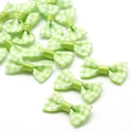Green and white plaid DIY craft bowties with emerald satin center for plush doll decoration - 1.5x3cm / Green