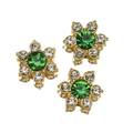 Fibbia fiore in strass 13mm con cristallo verde e base dorata per decorazioni DIY - Zircone Verde