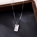 Minimalist S925 sterling silver necklace with square letter R pendant on black velvet - Letter R / Silver