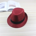 Classic dark red fedora with black ribbon band and breathable woven texture style - One Size / Burgundy