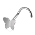 Silberner Nasenstecker in Schmetterlingsform aus poliertem Edelstahl mit L-förmigem Design - Schmetterling S-Form / 0.8x7mm