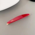 Pasador de acetato rojo minimalista con base de metal dorado y letras doradas - Rojo Rosa Ovalado