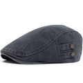Gorra vintage de hombre en algodón lavado gris oscuro con hebillas laterales de bronce - Ajustable / Gris