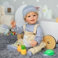 55cm lifelike Yannik reborn baby doll boy with golden curls in Little Puppy overalls - 55 cm / Exquisite Painted