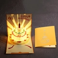 Biglietto auguri 3D pop-up con luci LED e scultura a torta in tonalità di giallo - Giallo