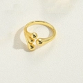 Bague ouverte plaquée or 14K au design minimaliste avec des perles d'eau asymétriques - Bague Ouverte Perles de Cuivre (JZ0458-6) / Doré