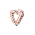 Roségold-Herzperle mit Kristallen für 10mm rechteckige Armbänder und DIY-Schmuck - Herz / Roségold