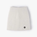 Mini-robe chic en tricot blanc, texture moelleuse et badge logo R noir élégant - Taille unique / crème