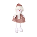 Pupazzo di neve in peluche rosa con paillettes dorate e sciarpa bianca decor - Pendaglio in Peluche Pupazzo di Neve con Paillettes Rosa