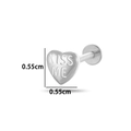 Orecchino a cuore in titanio argento con incisione KISS ME, variante 0,55 cm - Stile Cuore KISS ME (T2510-6#银)