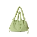 Stylish green padded nylon tote bag with drawstring details and soft quilted design - One Size / Light Green